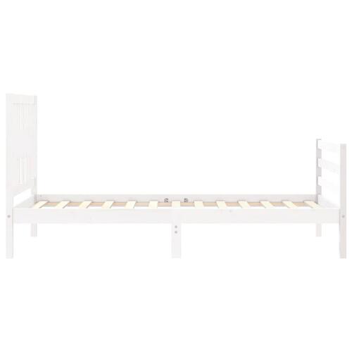 Sengeramme med sengegavl 90x200 cm massivt træ hvid