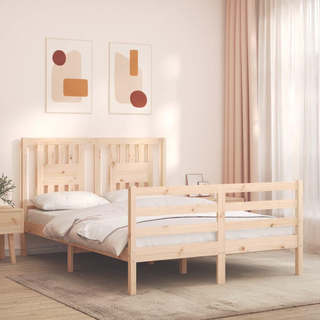 Sengeramme med sengegavl 120x200 cm massivt træ hvid