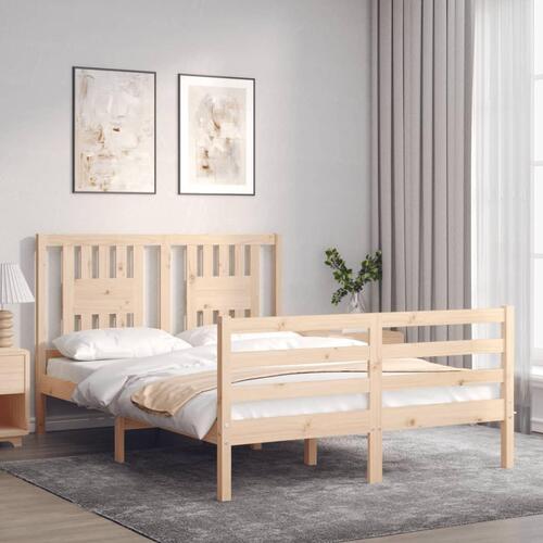 Sengeramme med sengegavl 120x200 cm massivt træ hvid