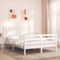 Sengeramme med sengegavl 140x200 cm massivt træ hvid