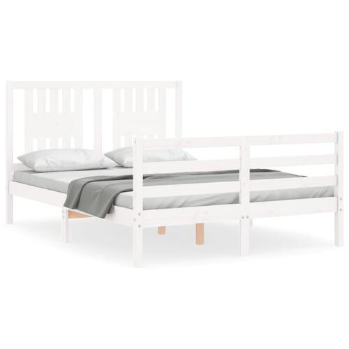 Sengeramme med sengegavl 140x200 cm massivt træ hvid