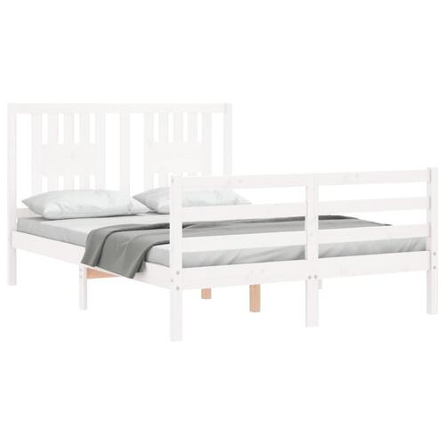 Sengeramme med sengegavl 140x200 cm massivt træ hvid