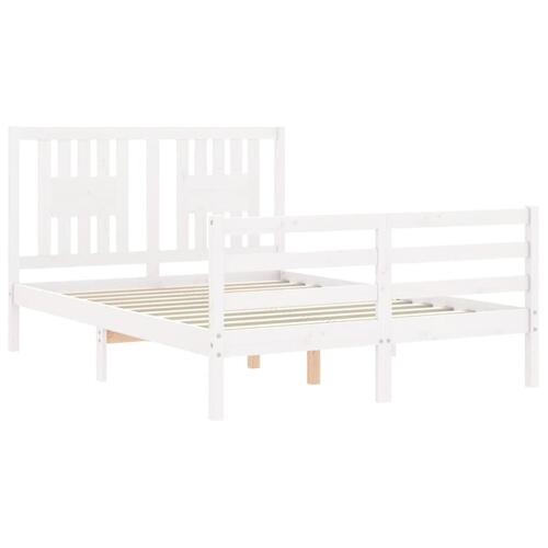 Sengeramme med sengegavl 140x200 cm massivt træ hvid