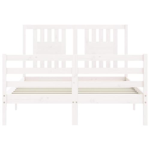 Sengeramme med sengegavl 140x200 cm massivt træ hvid