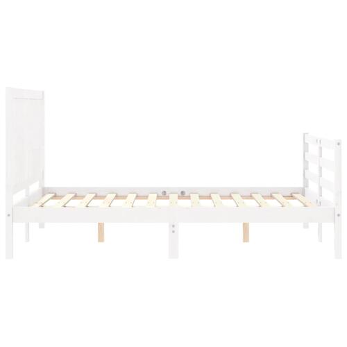 Sengeramme med sengegavl 140x200 cm massivt træ hvid