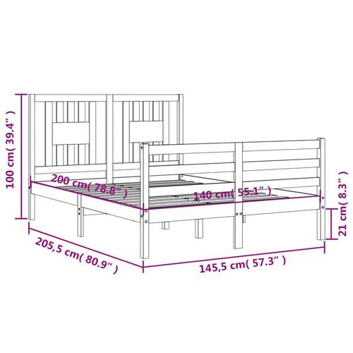 Sengeramme med sengegavl 140x200 cm massivt træ hvid