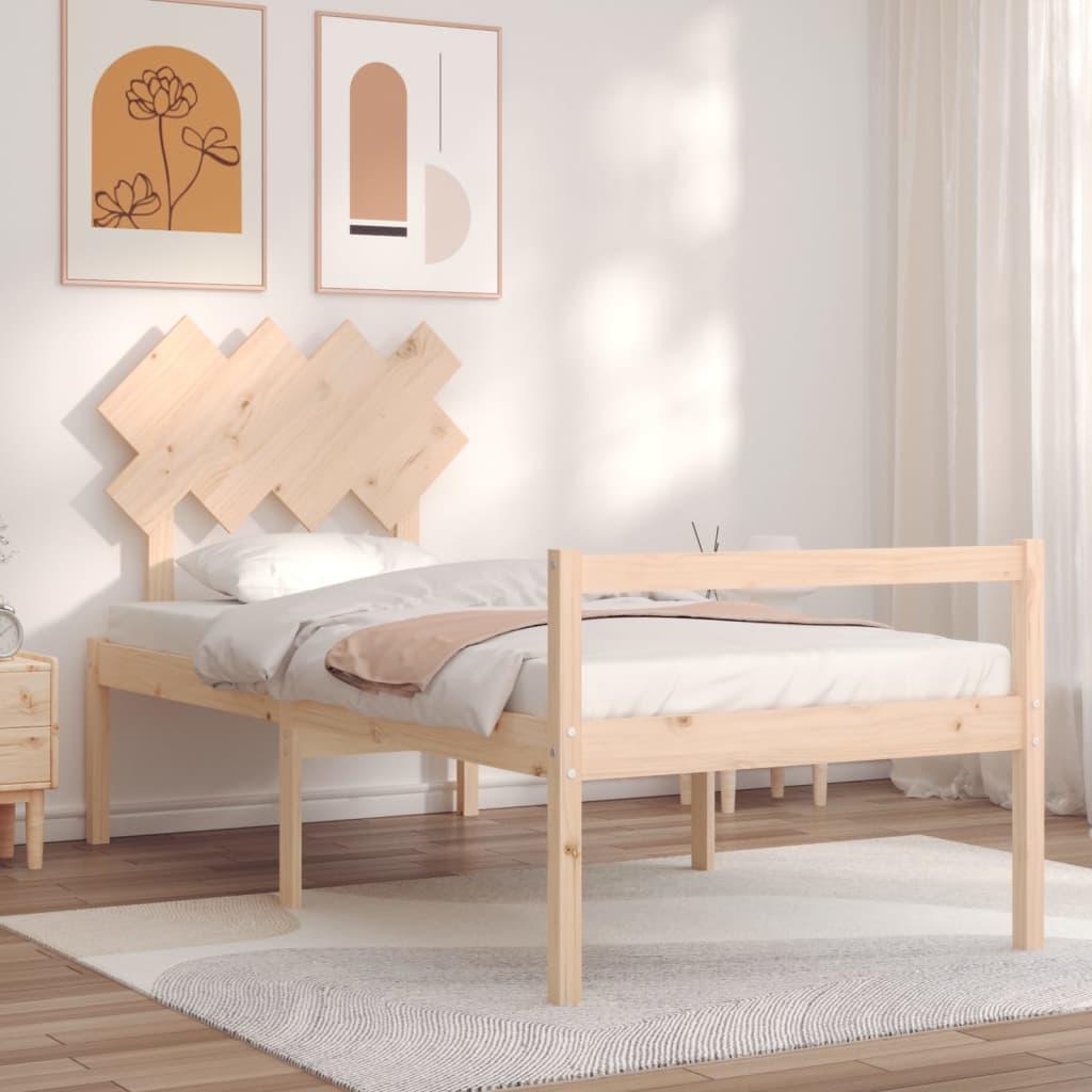 Seniorseng med sengegavl 90x200 cm massivt træ