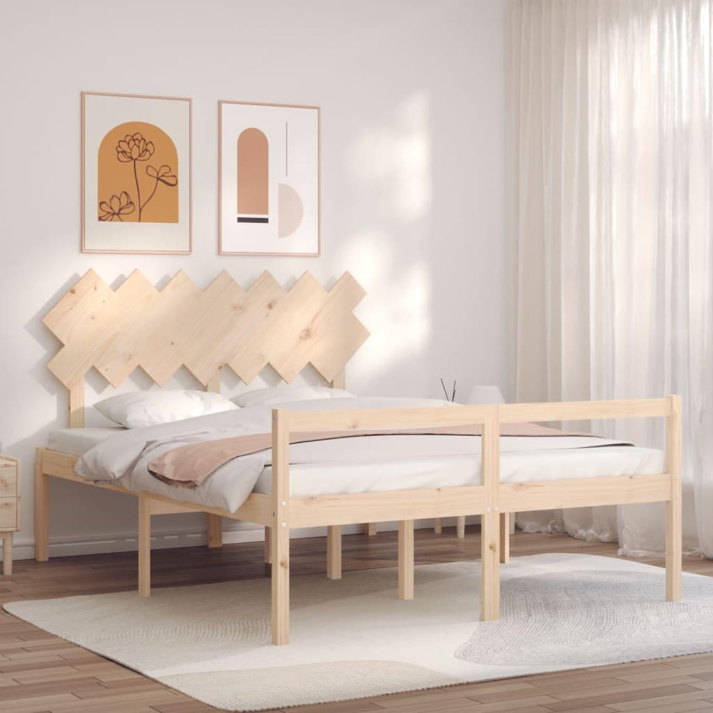 Seniorseng med sengegavl 140x190 cm massivt træ