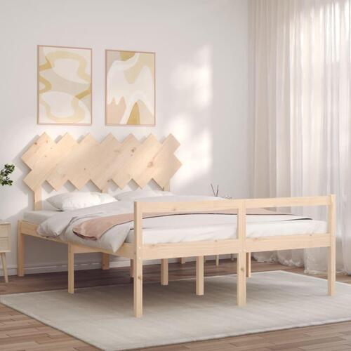 Seniorseng med sengegavl 140x190 cm massivt træ
