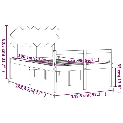 Seniorseng med sengegavl 140x190 cm massivt træ