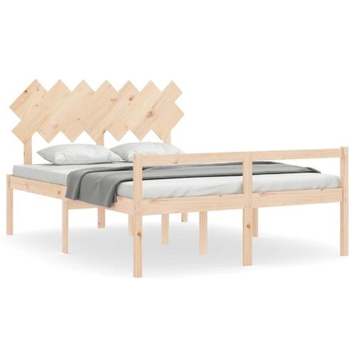 Seniorseng med sengegavl 140x200 cm massivt træ