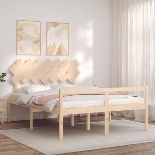 Seniorseng med sengegavl 140x200 cm massivt træ