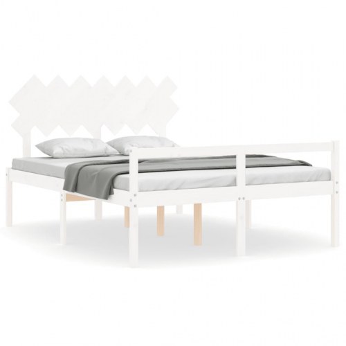 Seniorseng med sengegavl 140x190 cm massivt træ hvid