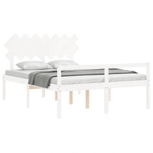 Seniorseng med sengegavl 140x190 cm massivt træ hvid