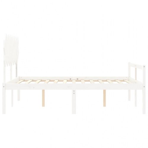 Seniorseng med sengegavl 140x190 cm massivt træ hvid