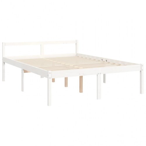 Seniorseng med sengegavl 140x190 cm massivt træ hvid