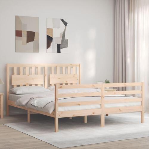Sengeramme med sengegavl kingsize massivt træ