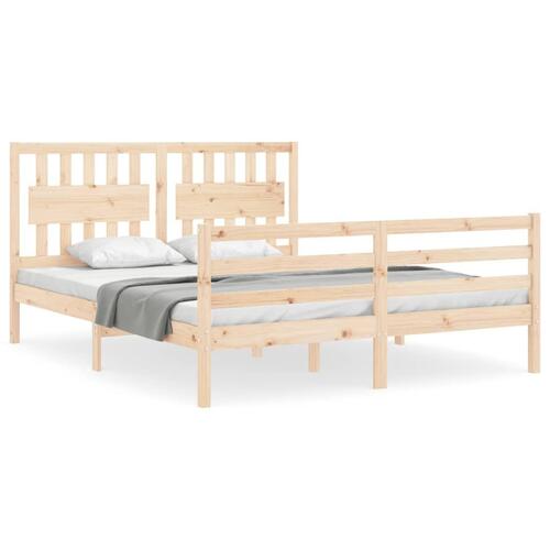 Sengeramme med sengegavl kingsize massivt træ