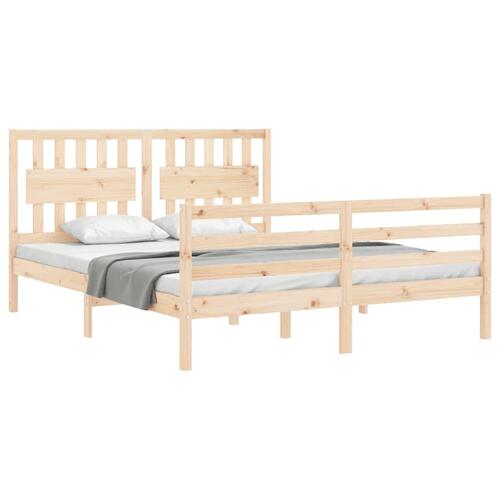 Sengeramme med sengegavl kingsize massivt træ