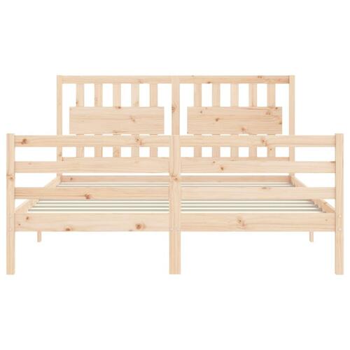 Sengeramme med sengegavl kingsize massivt træ