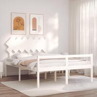 Seniorseng med sengegavl 140x200 cm massivt træ hvid