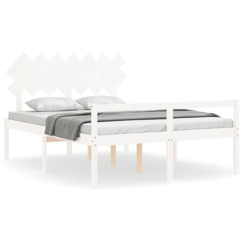 Seniorseng med sengegavl 140x200 cm massivt træ hvid