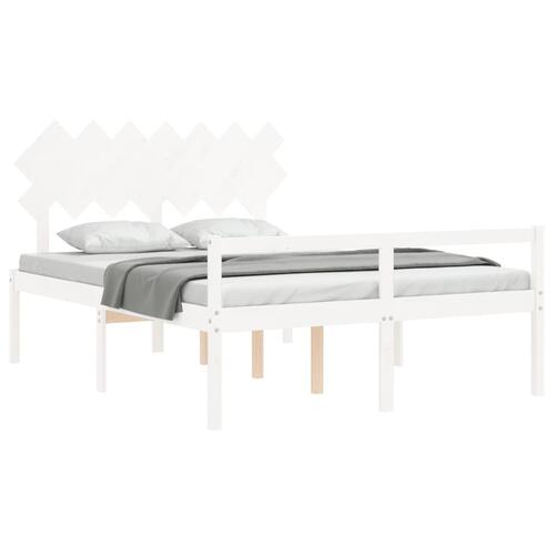 Seniorseng med sengegavl 140x200 cm massivt træ hvid