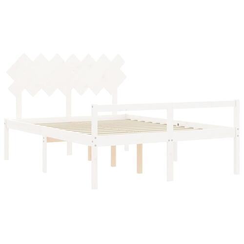 Seniorseng med sengegavl 140x200 cm massivt træ hvid