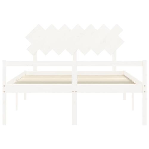 Seniorseng med sengegavl 140x200 cm massivt træ hvid