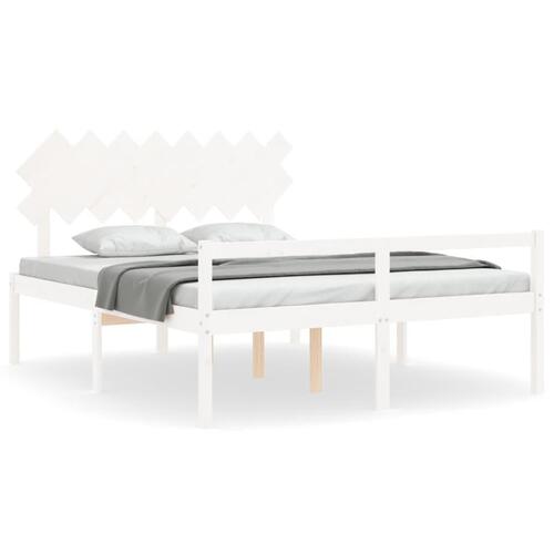 Seniorseng med sengegavl 160x200 cm massivt træ hvid