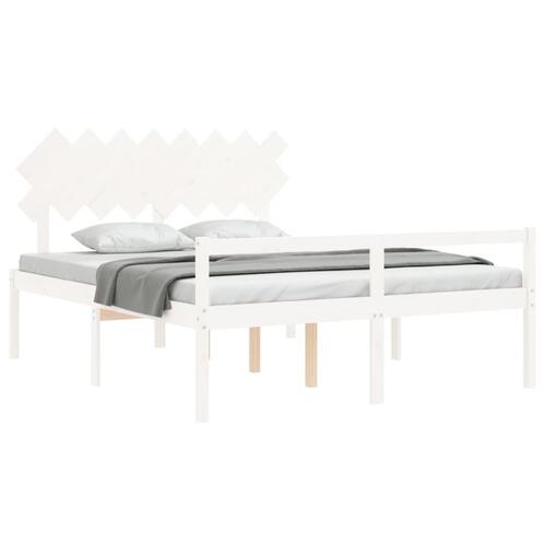 Seniorseng med sengegavl 160x200 cm massivt træ hvid