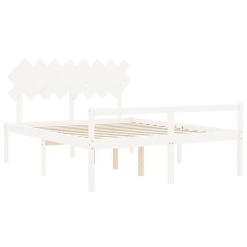 Seniorseng med sengegavl 160x200 cm massivt træ hvid