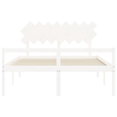 Seniorseng med sengegavl 160x200 cm massivt træ hvid