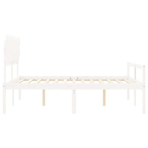 Seniorseng med sengegavl 160x200 cm massivt træ hvid