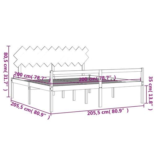 Seniorseng med sengegavl 200x200 cm massivt træ gyldenbrun