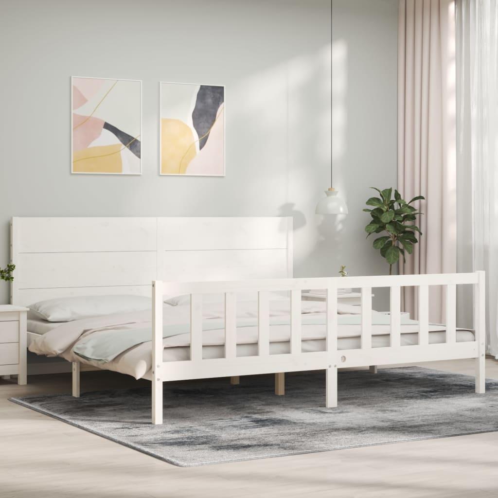 Sengeramme uden madras 200x200 cm massivt fyrretræ hvid