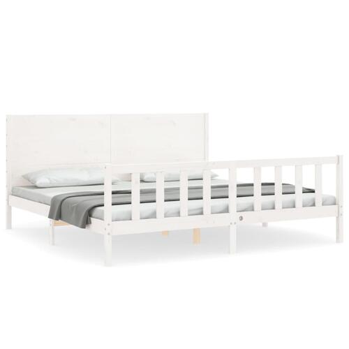 Sengeramme uden madras 200x200 cm massivt fyrretræ hvid