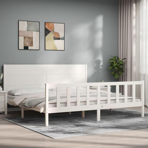Sengeramme uden madras 200x200 cm massivt fyrretræ hvid