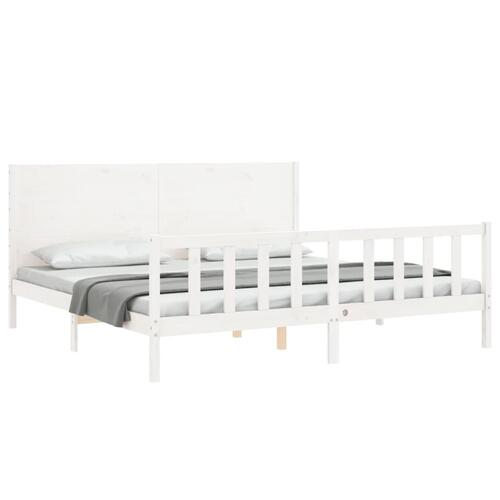 Sengeramme uden madras 200x200 cm massivt fyrretræ hvid