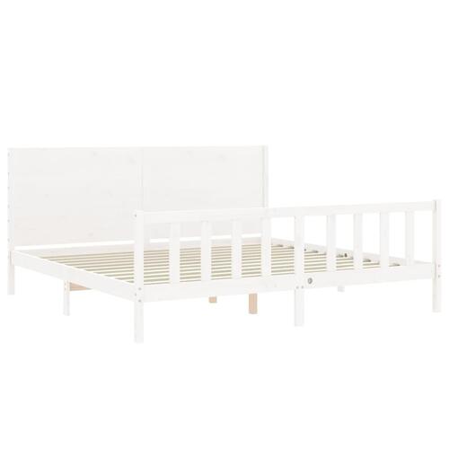 Sengeramme uden madras 200x200 cm massivt fyrretræ hvid