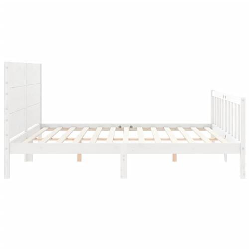 Sengeramme uden madras 200x200 cm massivt fyrretræ hvid