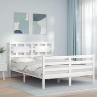 Sengeramme med sengegavl Small Double massivt træ hvid