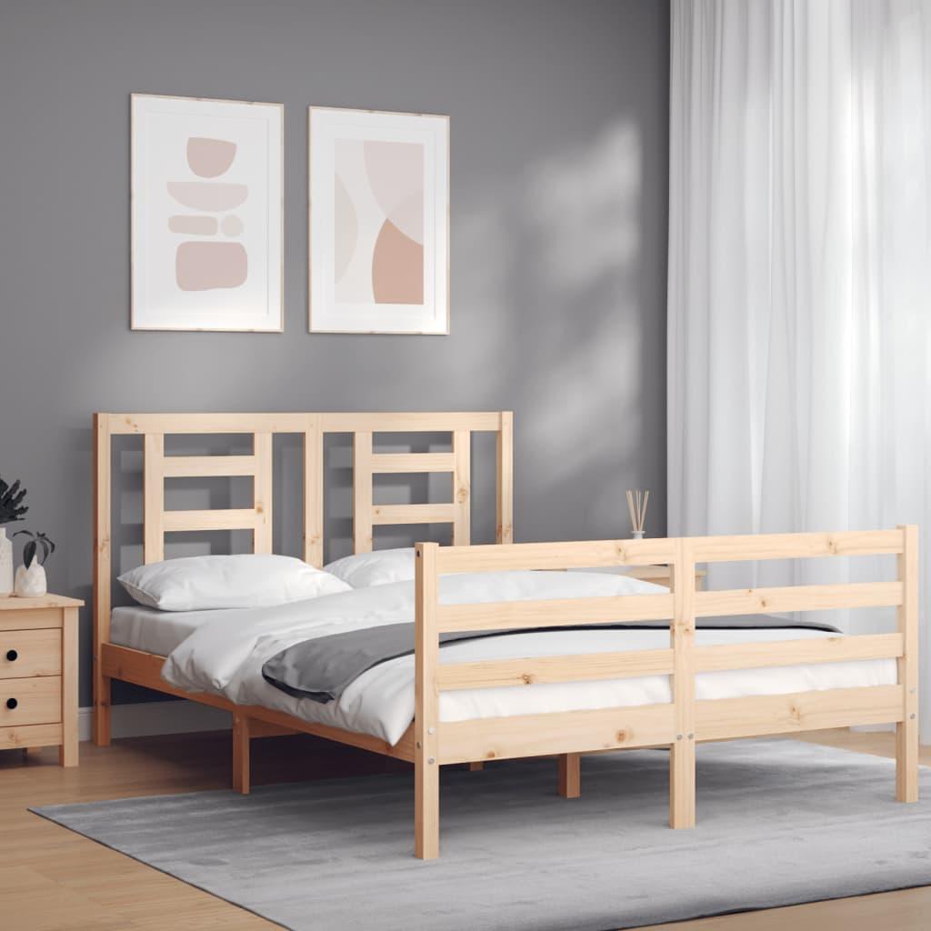 Sengeramme med sengegavl 140x200 cm massivt træ hvid