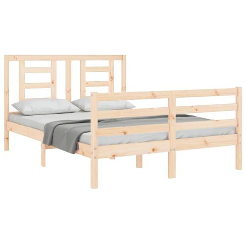 Sengeramme med sengegavl 140x200 cm massivt træ hvid