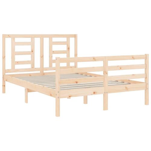 Sengeramme med sengegavl 140x200 cm massivt træ hvid