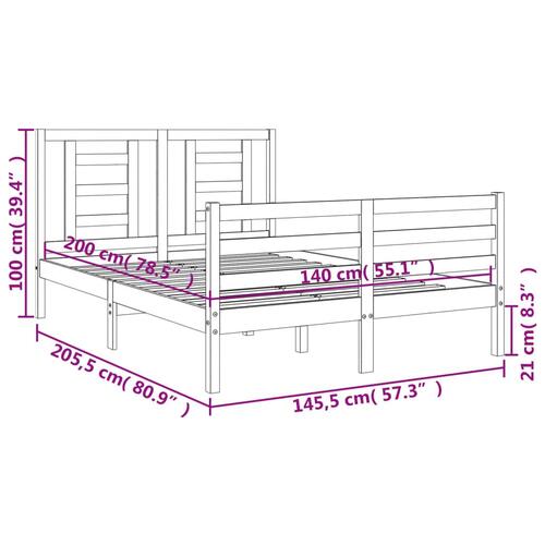 Sengeramme med sengegavl 140x200 cm massivt træ hvid
