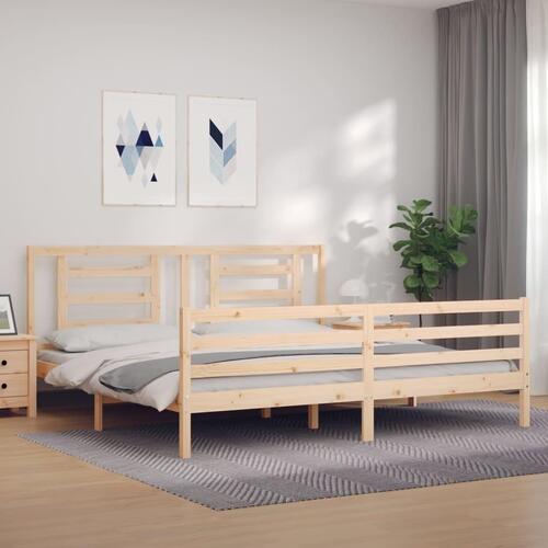 Sengeramme med sengegavl 200x200 cm massivt træ