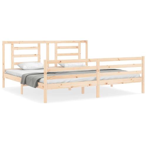 Sengeramme med sengegavl 200x200 cm massivt træ