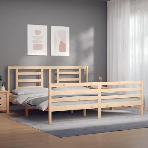 Sengeramme med sengegavl 200x200 cm massivt træ