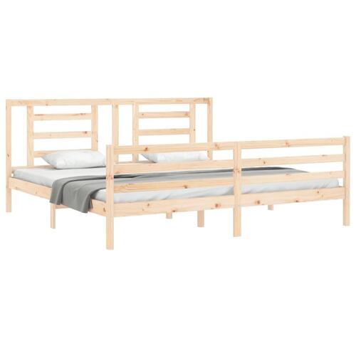 Sengeramme med sengegavl 200x200 cm massivt træ